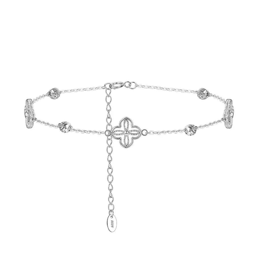 Clover Charm Chain Bracelet – 925 Sterling Silver