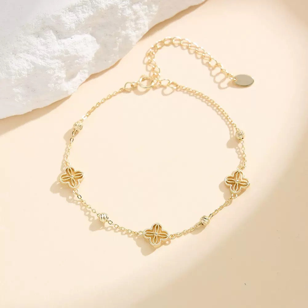 Clover Charm Chain Bracelet – 925 Sterling Silver