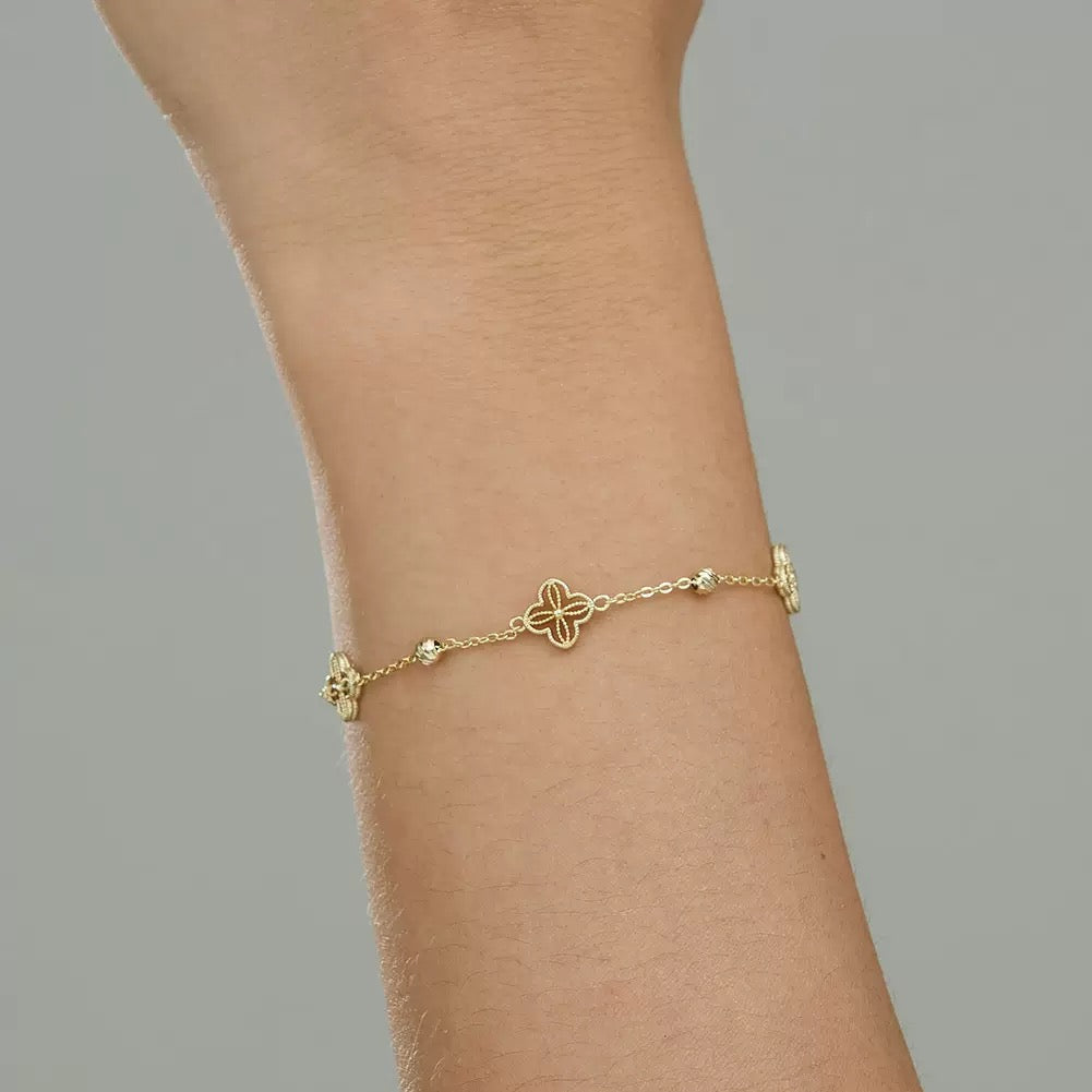 Clover Charm Chain Bracelet – 925 Sterling Silver