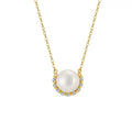 Pearl Halo Pendant Necklace – 925 Sterling Silver