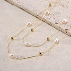Double Line Pearl Necklace Multi-Strand Necklaces