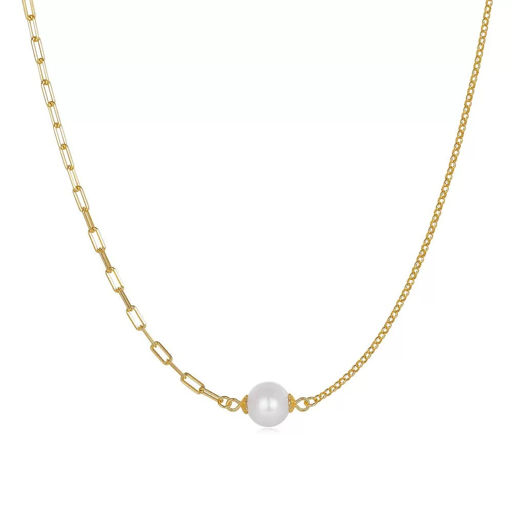 Modern Mix Pearl Chain Necklace – 925 Sterling Silver