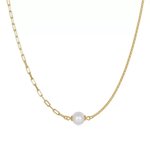Mixed Link Pearl Necklace
