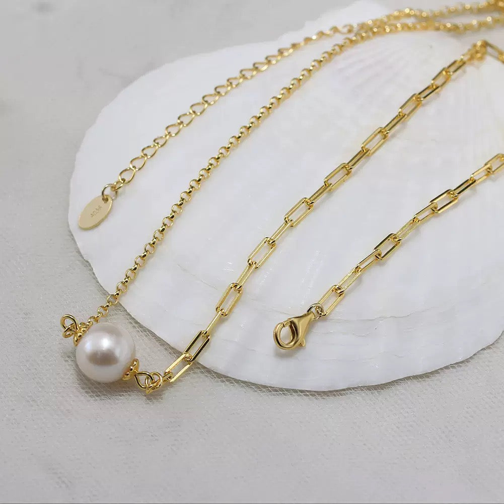 Modern Mix Pearl Link Necklace product photo by Starlight