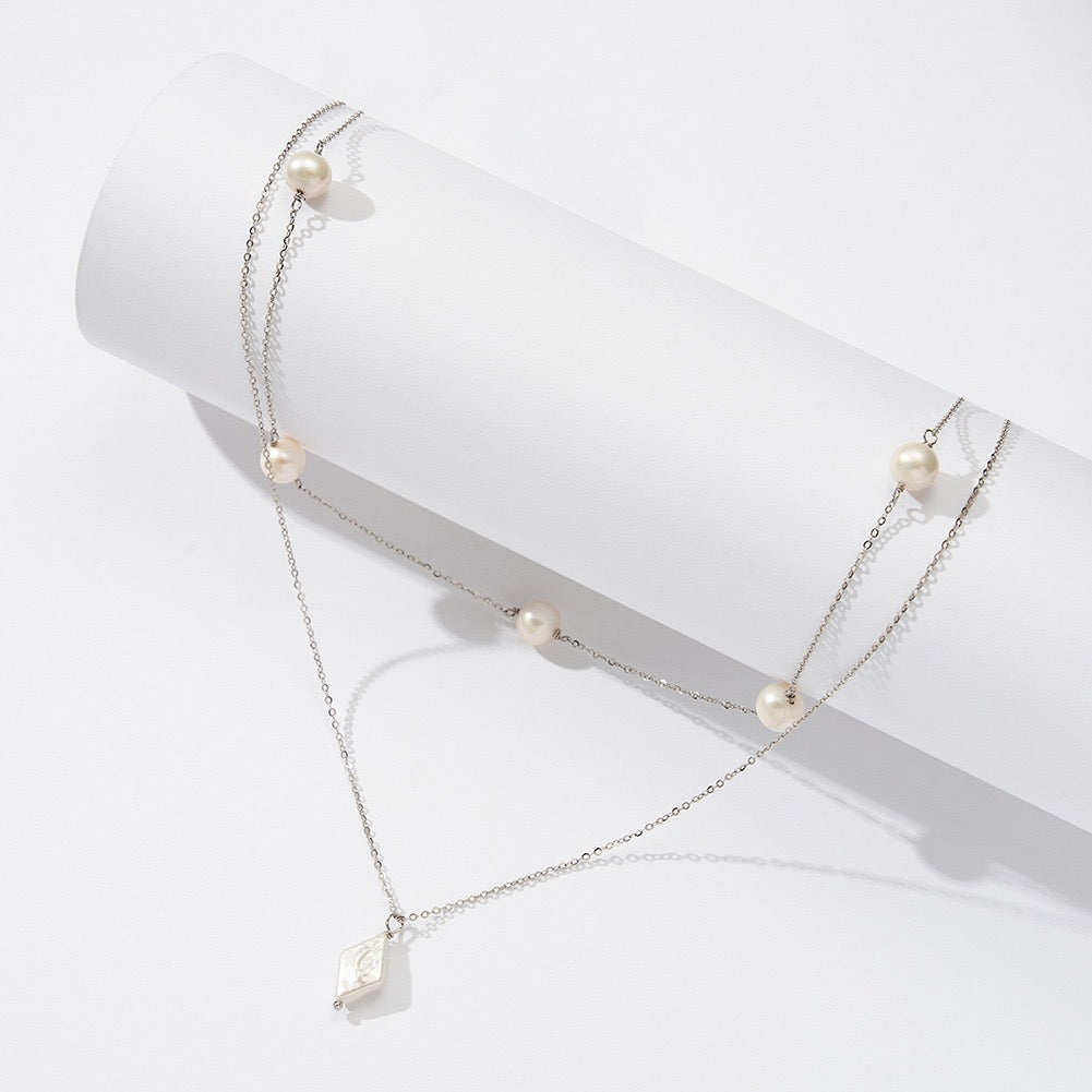 Pearl Glow Layered Necklace – 925 Sterling Silver