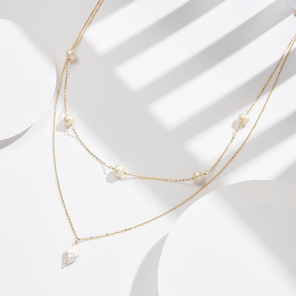 Pearl Glow Layered Necklace – 925 Sterling Silver