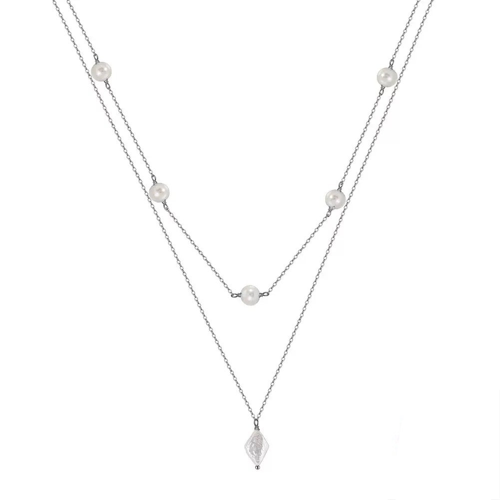 Pearl Glow Layered Necklace – 925 Sterling Silver