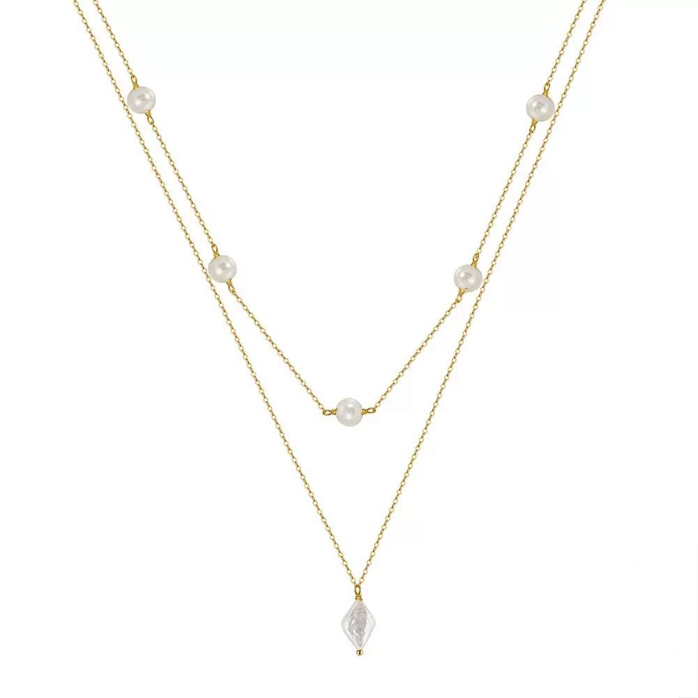 Pearl Glow Layered Necklace – 925 Sterling Silver