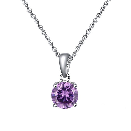 Birthstone Spark – Round Zircon Pendant Necklace (12 Colors)