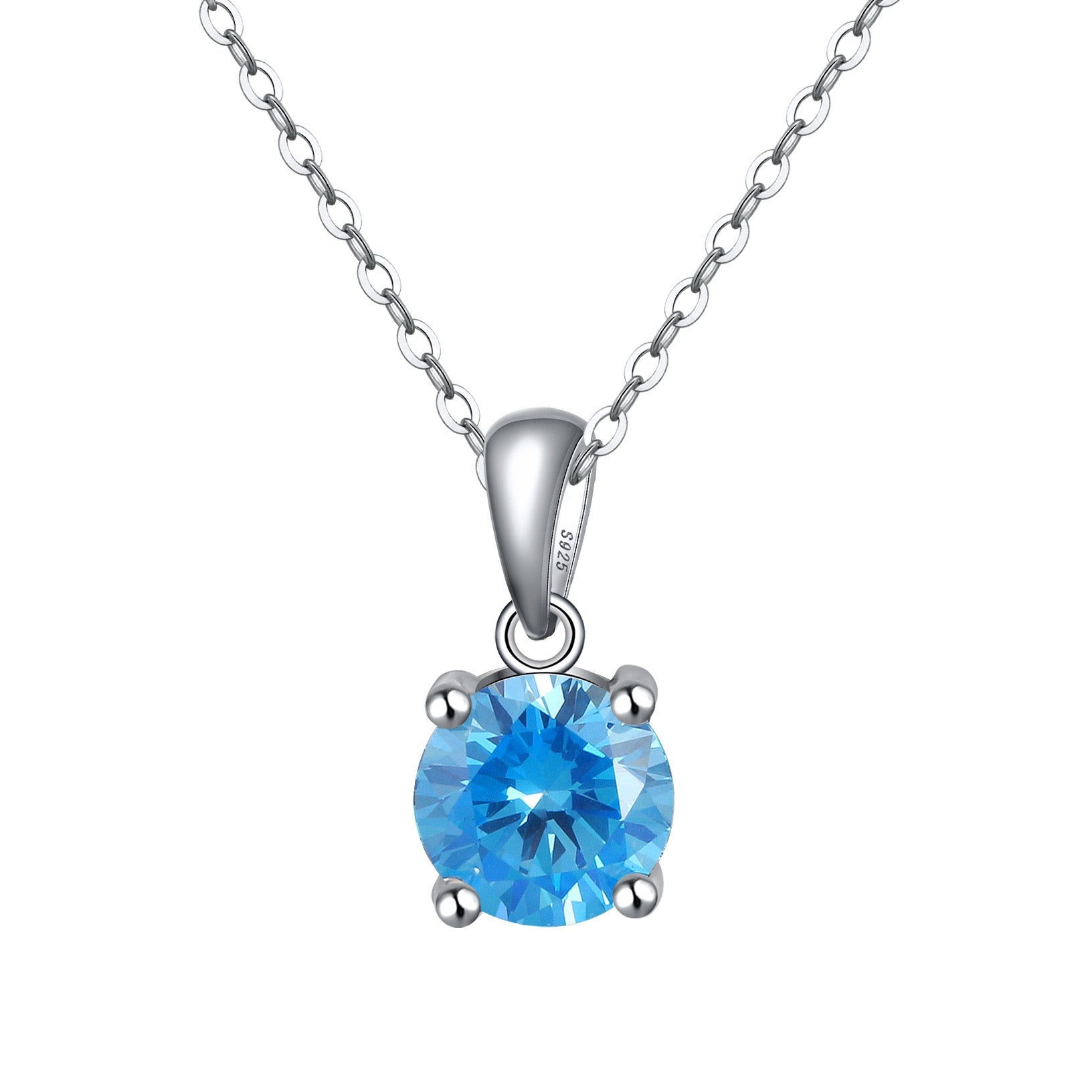 Birthstone Spark – Round Zircon Pendant Necklace (12 Colors)