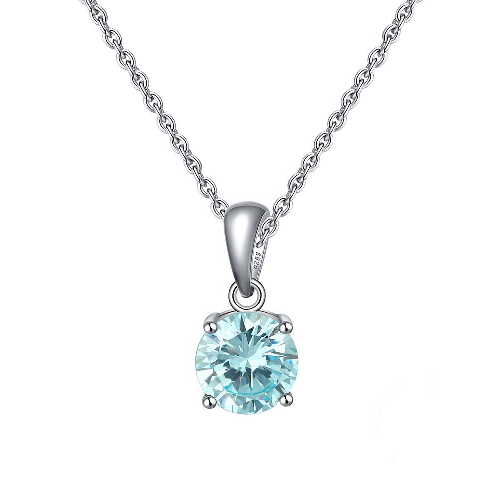 Birthstone Spark – Round Zircon Pendant Necklace (12 Colors)