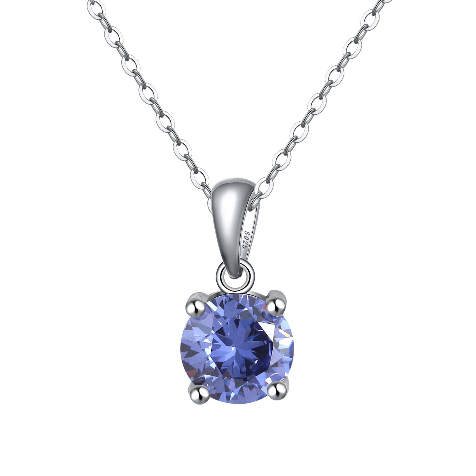 Birthstone Spark – Round Zircon Pendant Necklace (12 Colors)