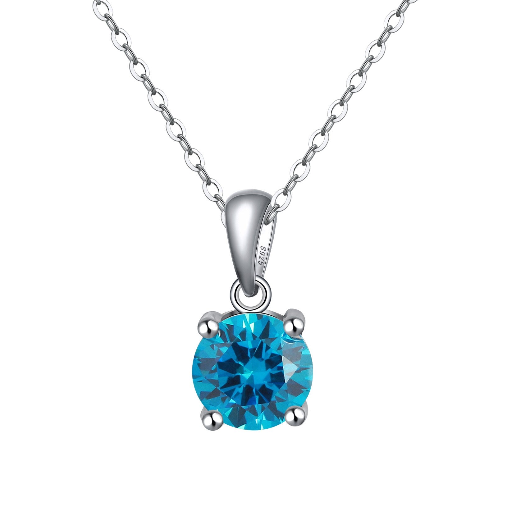 Birthstone Spark – Round Zircon Pendant Necklace (12 Colors)