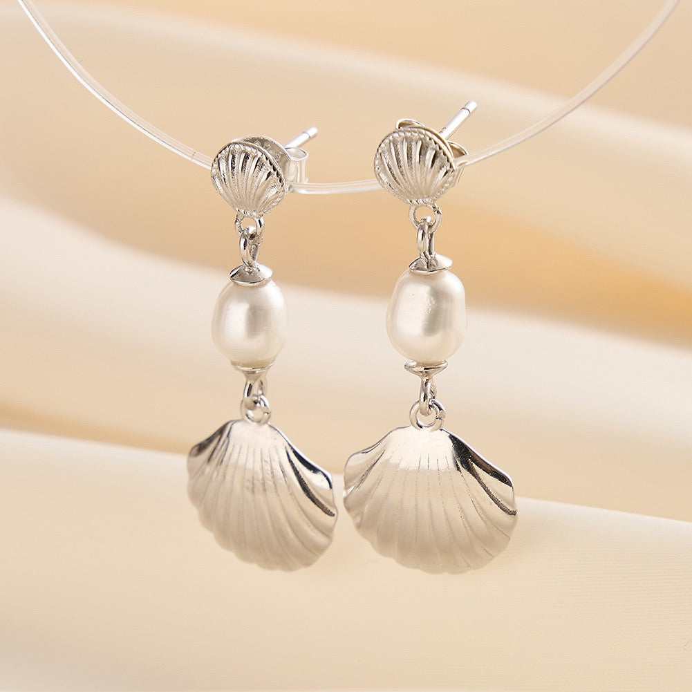 Seashell Earrings – Pearl Drop Shell Jewelry in Gold