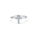 Dainty Cross Moissanite Ring – 925 Sterling Silver Adjustable Open Band