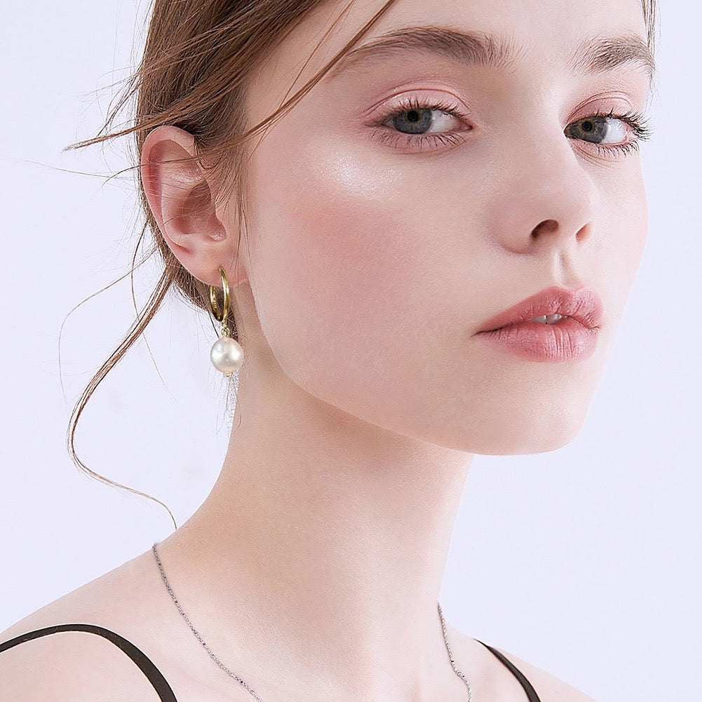 Lumi Pearl Drop – Gold Vermeil Hoop Earrings