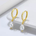 Teardrop Pearl Hoop Earrings Hoop Earrings