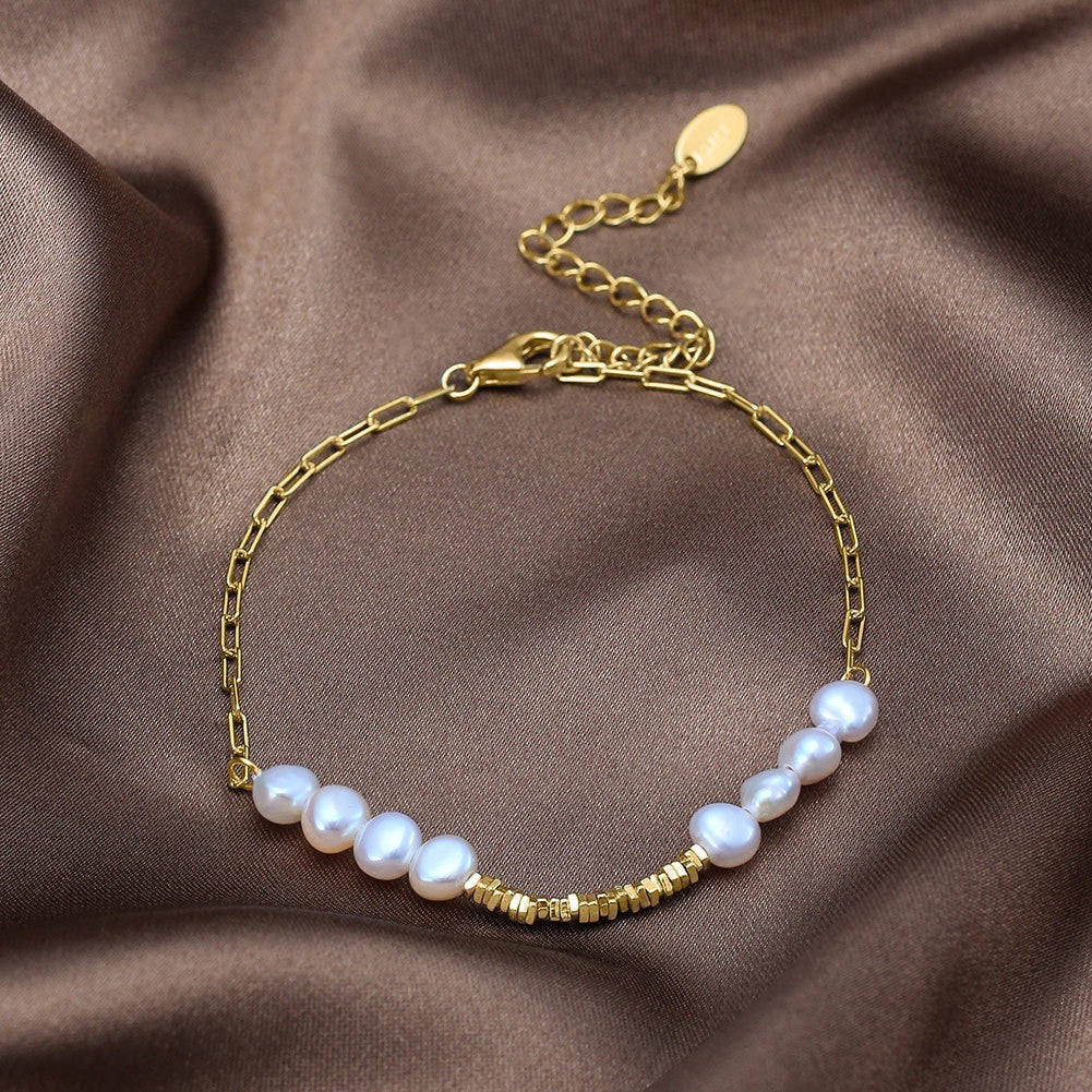 Celeste Pearl Rhythm – Gold Vermeil Bracelet