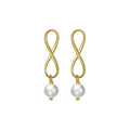 Eterna Infinity Pearl Drop Earrings – Gold or Silver
