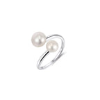 Twin Pearl Open Ring Stackable Rings