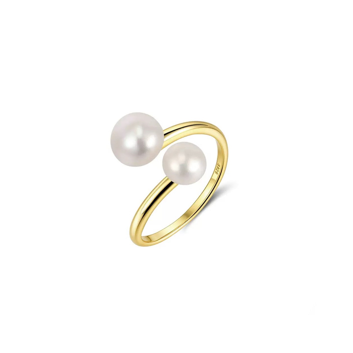 Celestial Duet – Freshwater Pearl Vermeil Ring