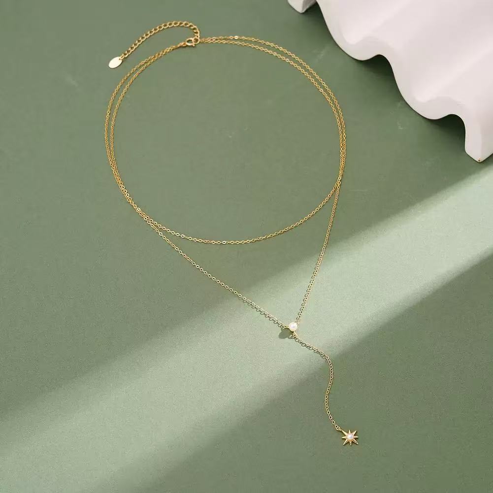 Pearl Star Lariat Necklace