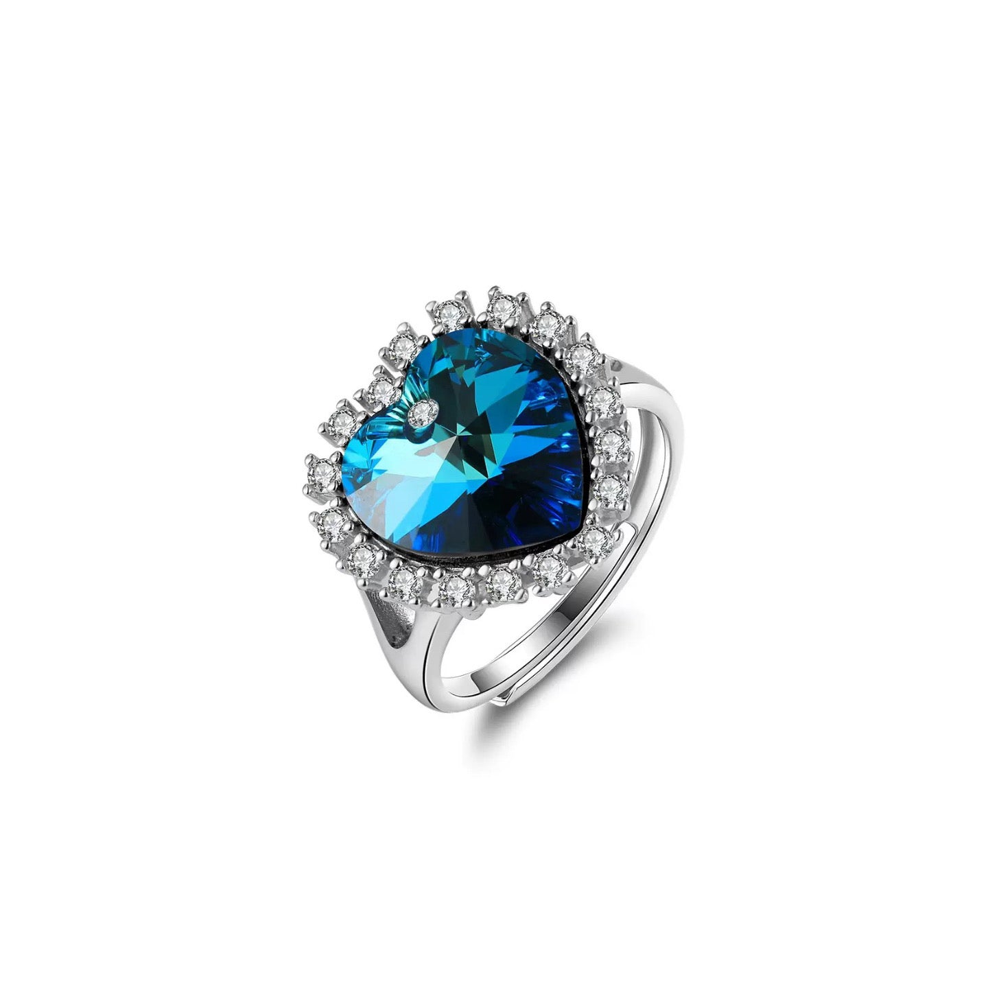 Ocean Aurora – Heart-Cut Austrian Crystal Ring