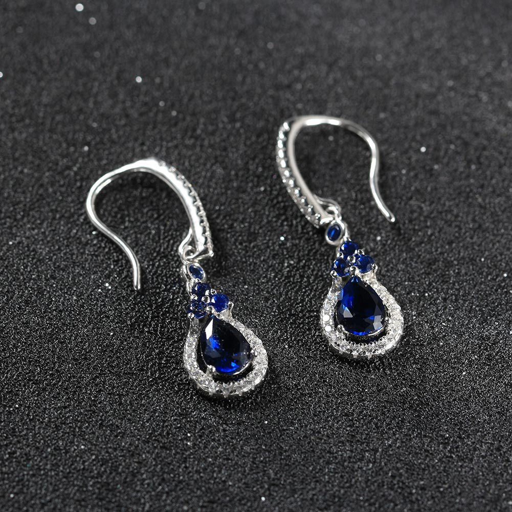Sapphire Serenade – Sterling Silver & Sapphire Bridal Drop Earrings