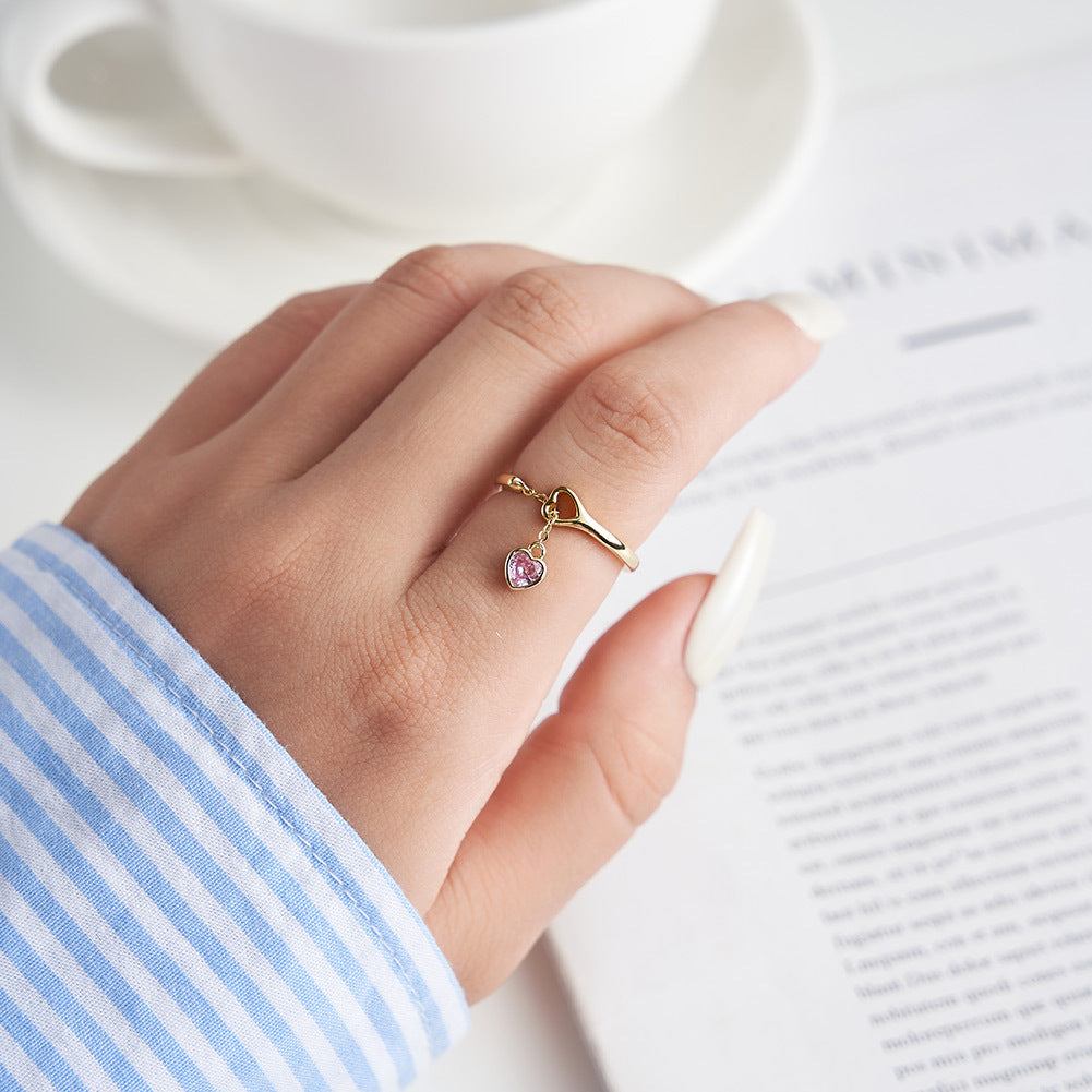 Sweetheart Drop – Vermeil & Pink CZ Adjustable Ring