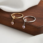 Sweetheart Heart Drop Adjustable Ring Multi-Stone Rings