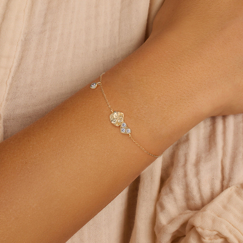 Petal Heart – Vermeil & CZ Bracelet