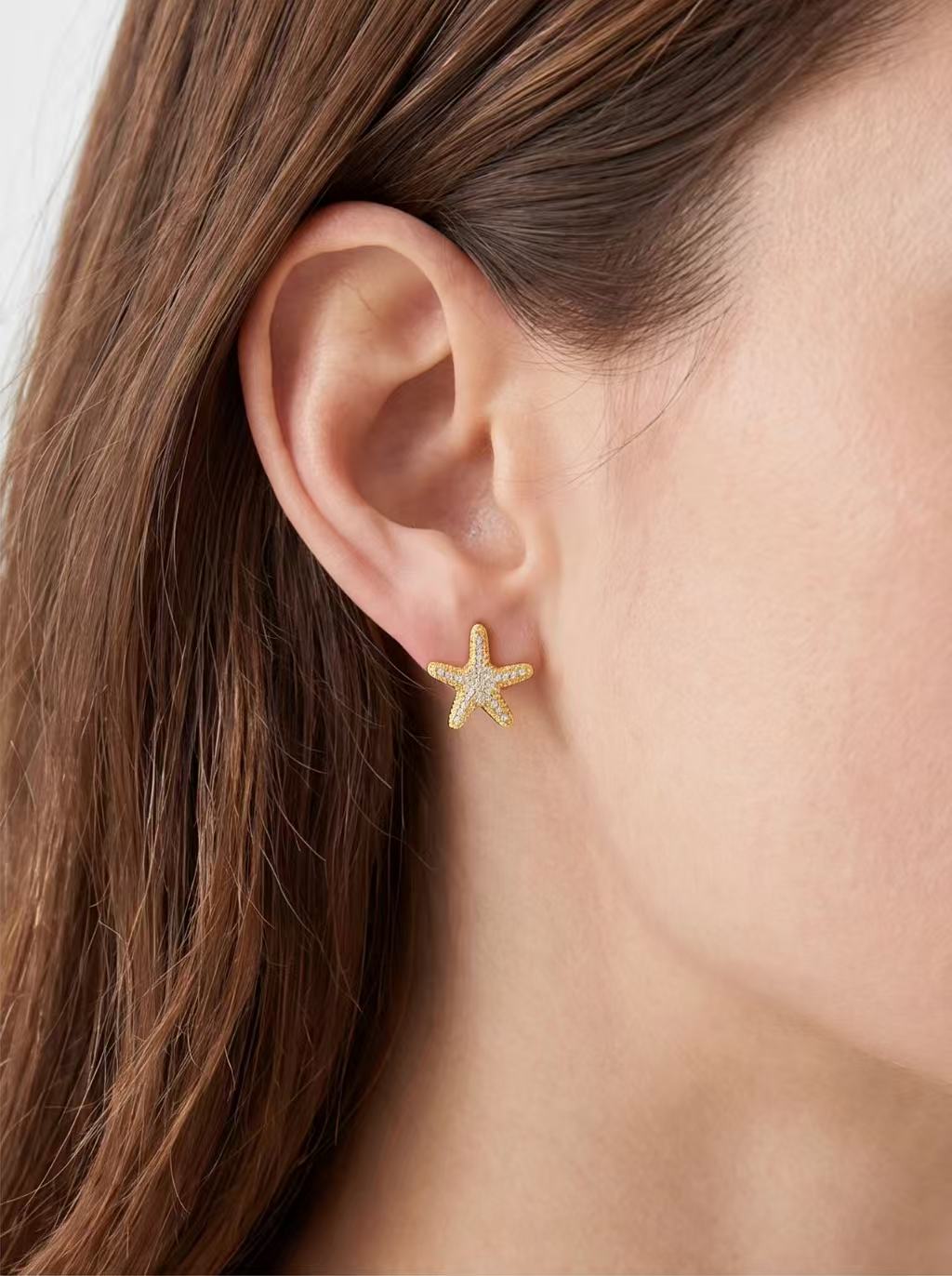Pave Starfish Stud Earrings