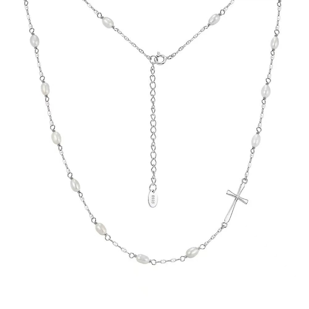 Pearl Cross Link Necklace