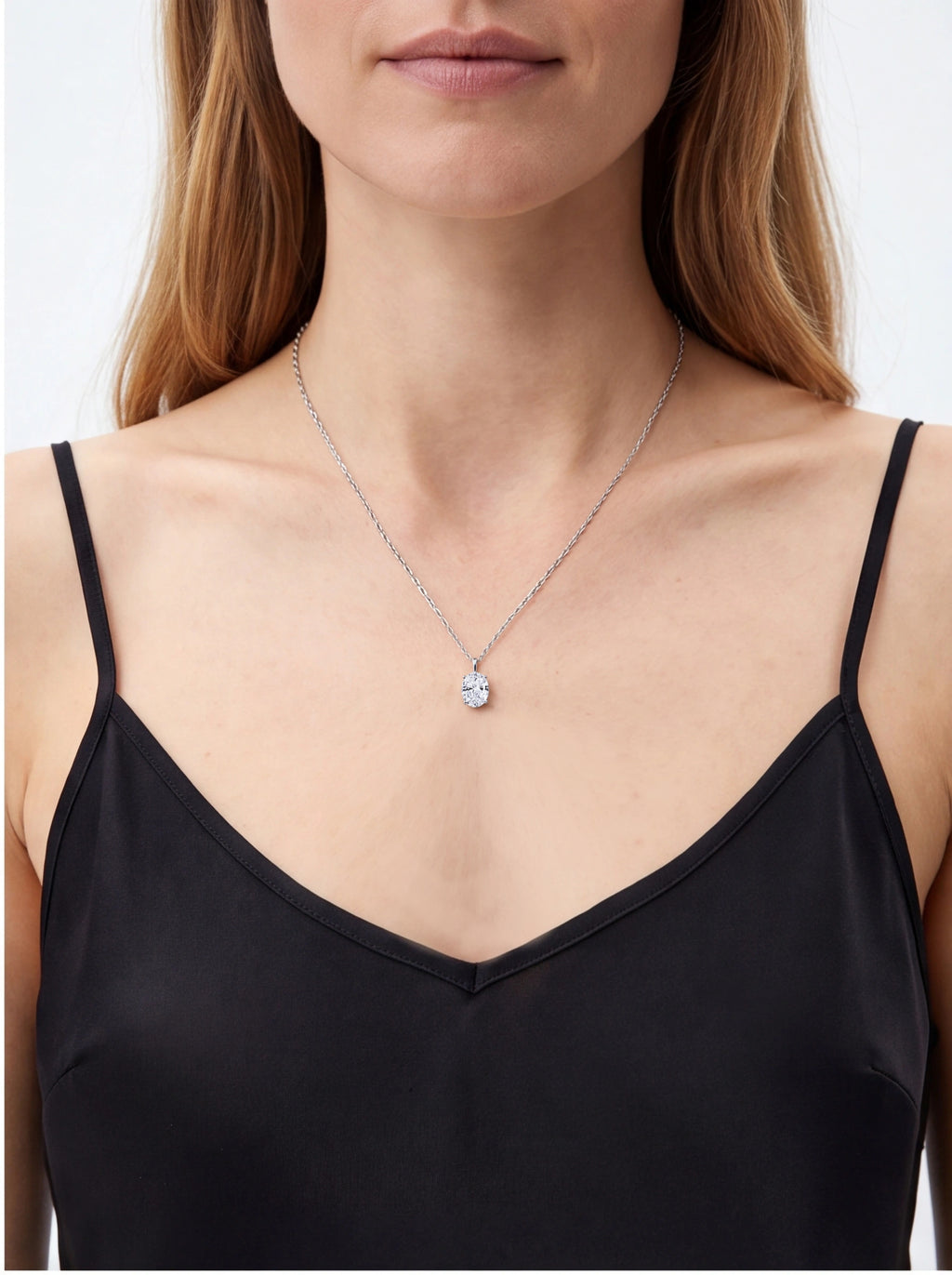 Oval Solitaire Pendant Necklace