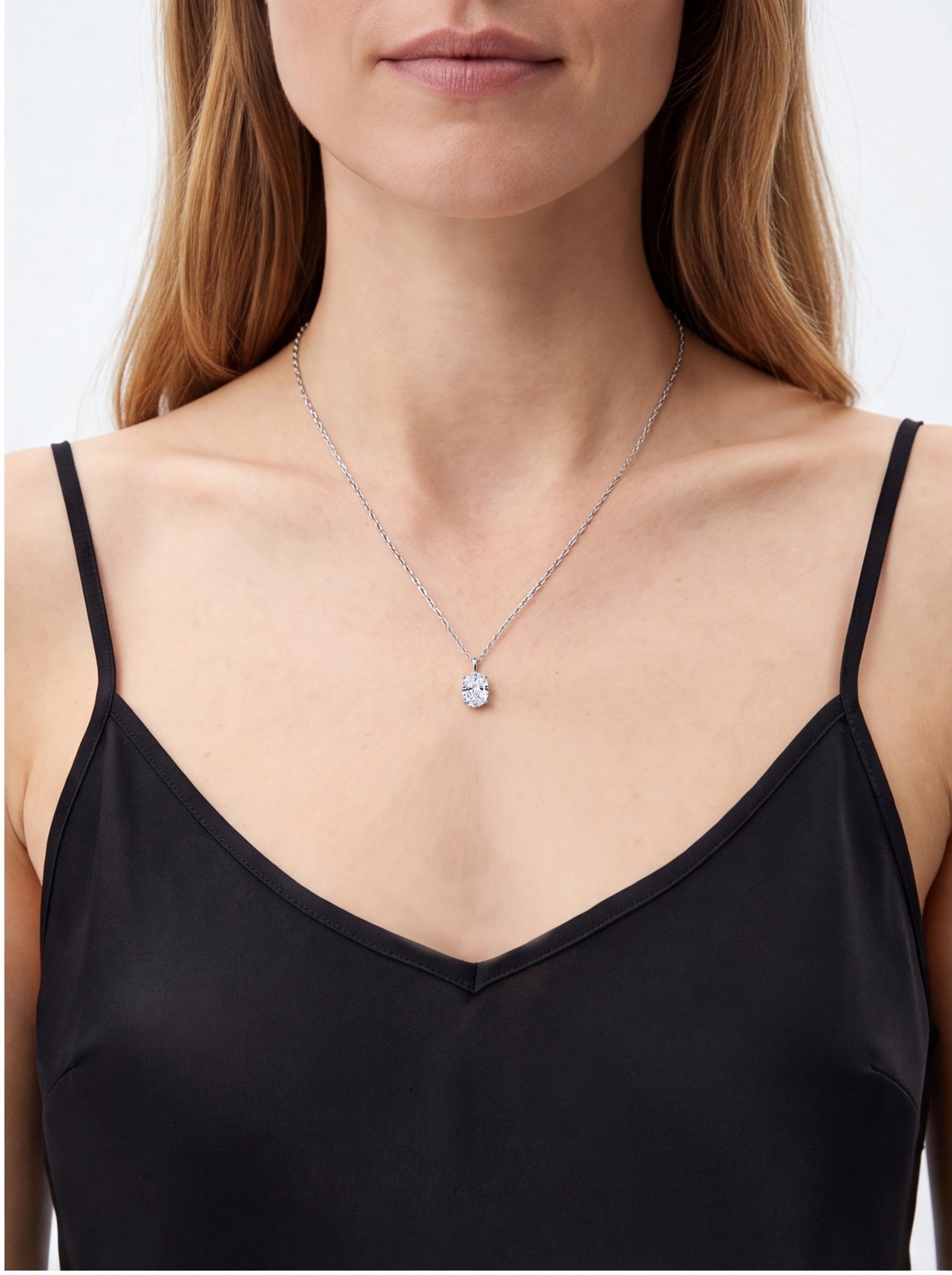Oval Solitaire Pendant Necklace