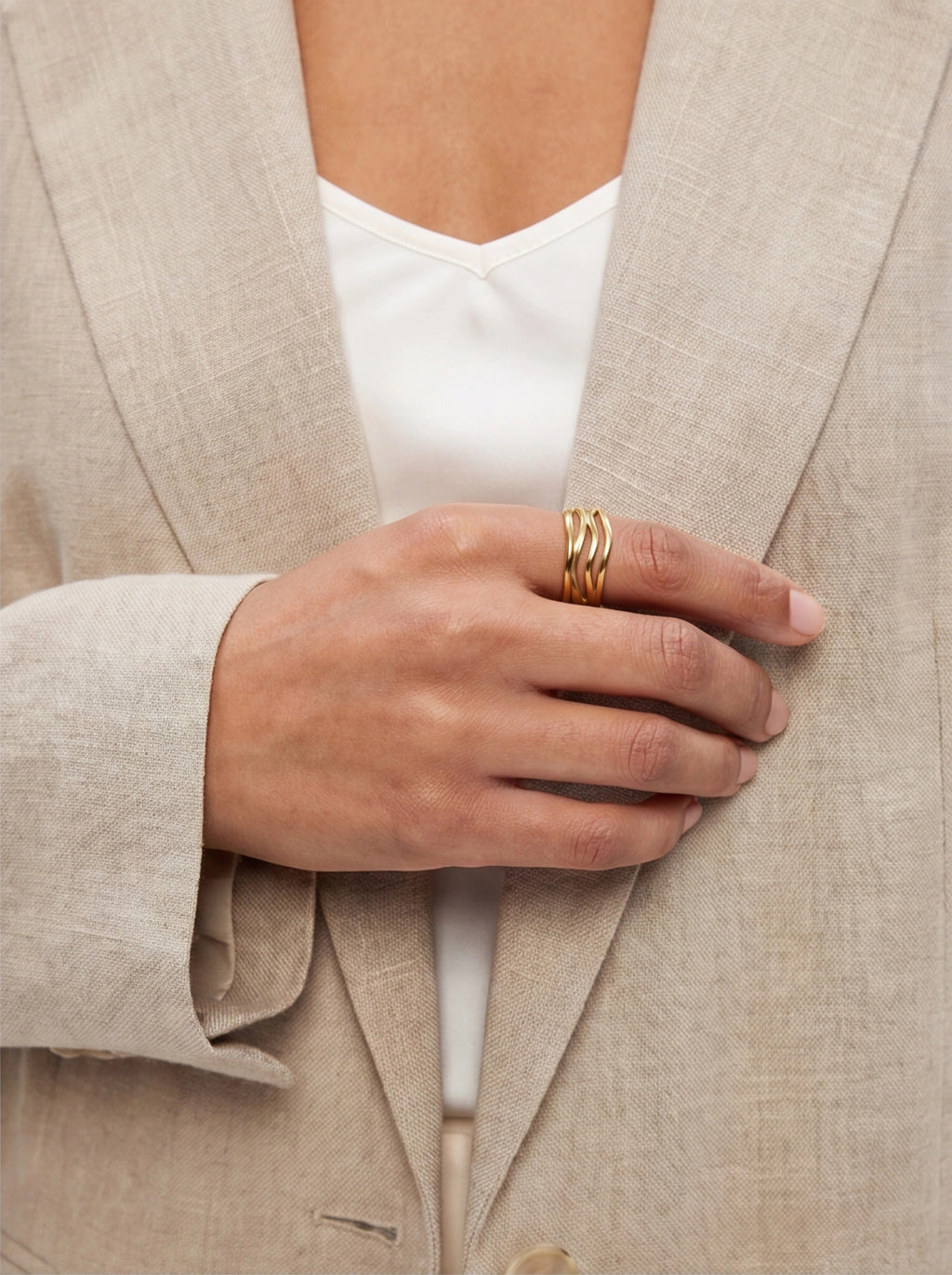 Layered Wave Adjustable Ring