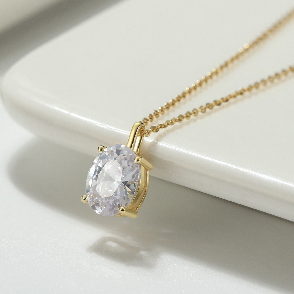 Oval Solitaire Pendant Necklace