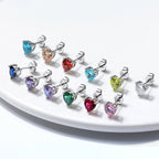 Heart Birthstone Stud Earrings