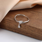 Teardrop Pendant Open Ring Stackable Rings