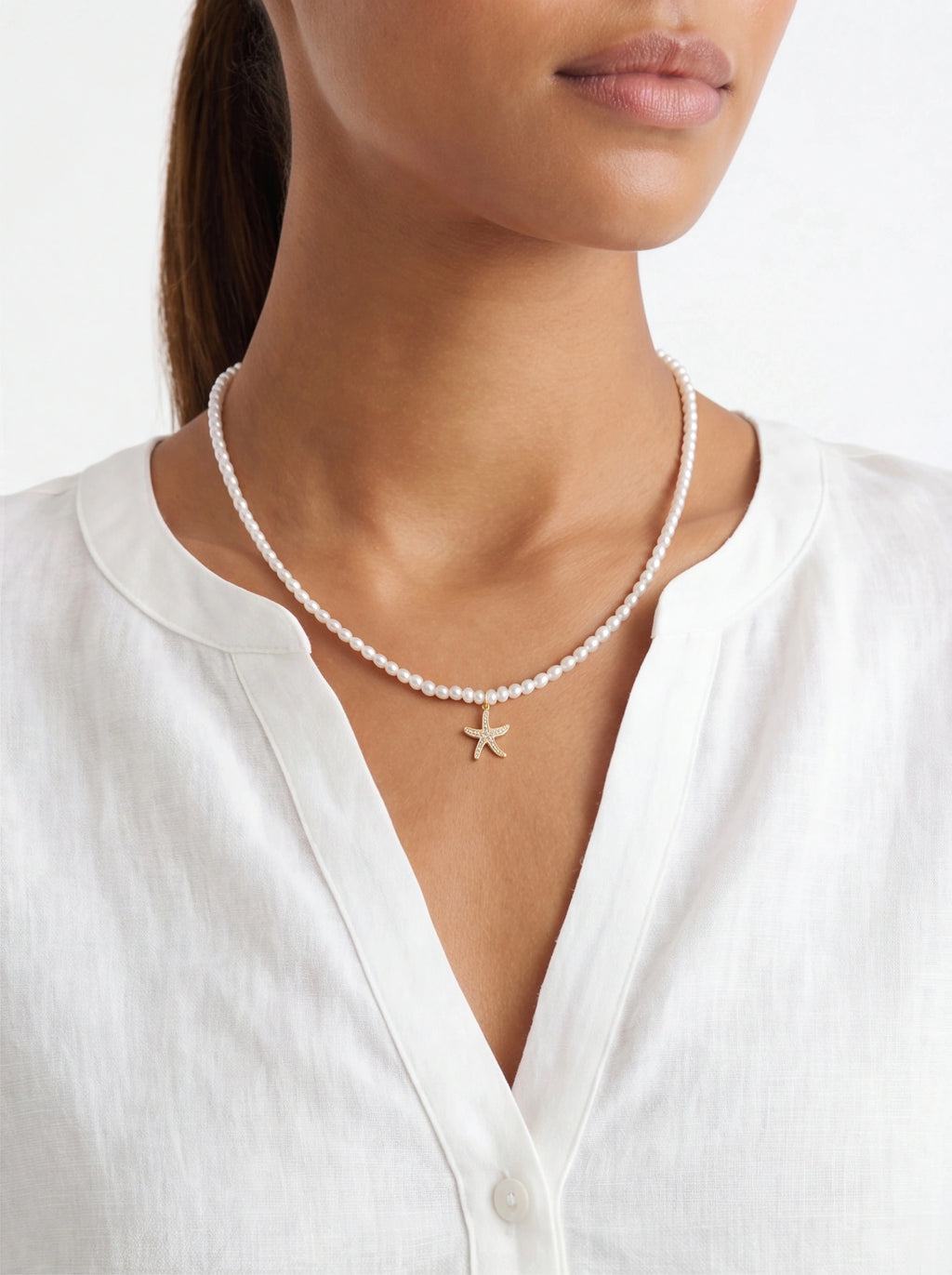 Coastal Pearl Starfish Necklace Pendant Necklaces