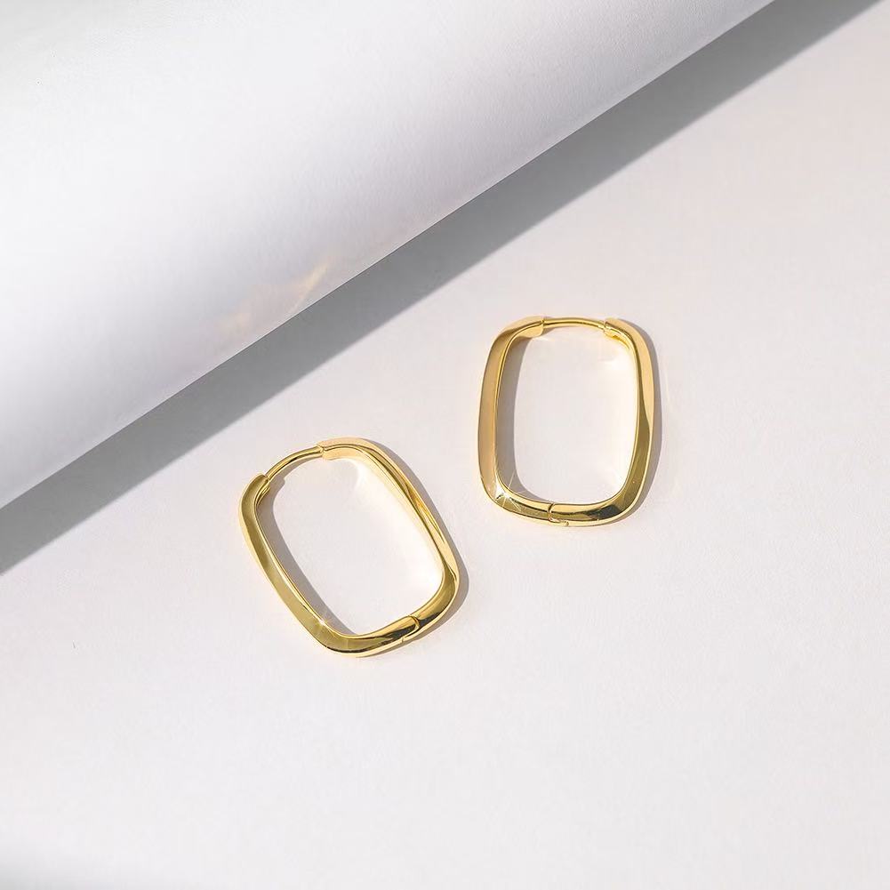 Rounded Rectangle Hoop Earrings