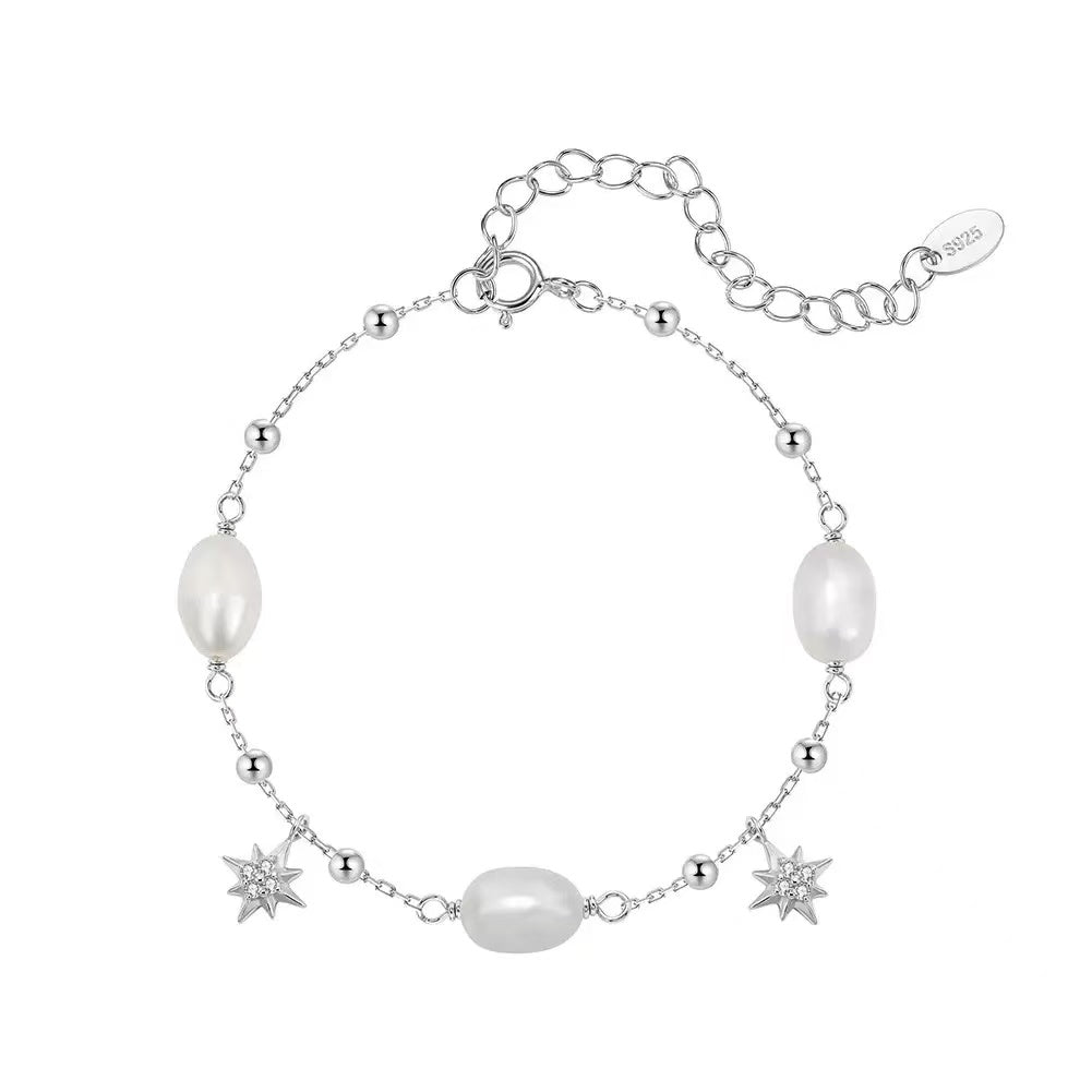 Starlit Pearl Charm Bracelet
