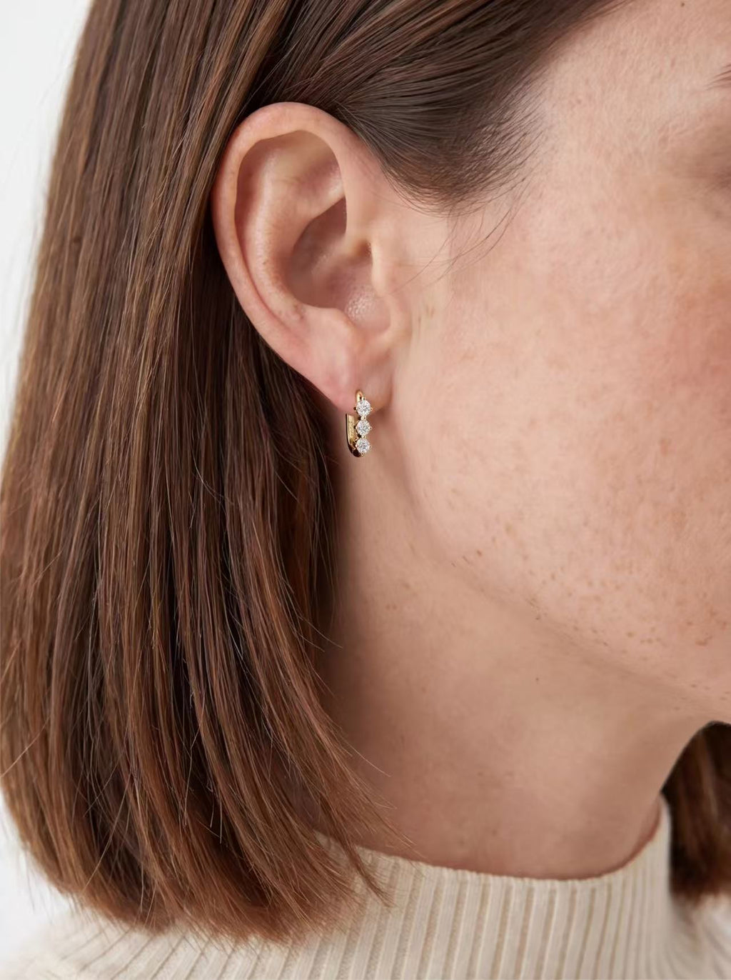 Stone Row Huggie Earrings