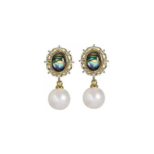 Celestial Frame – Abalone & Pearl Drop Earrings