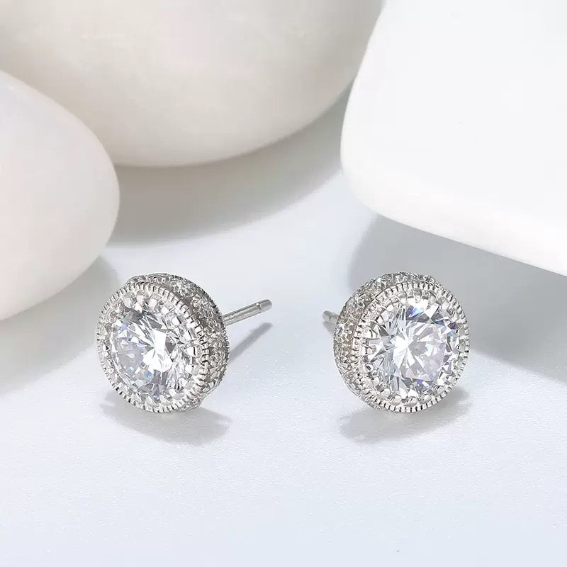 Round Halo Stud Earrings