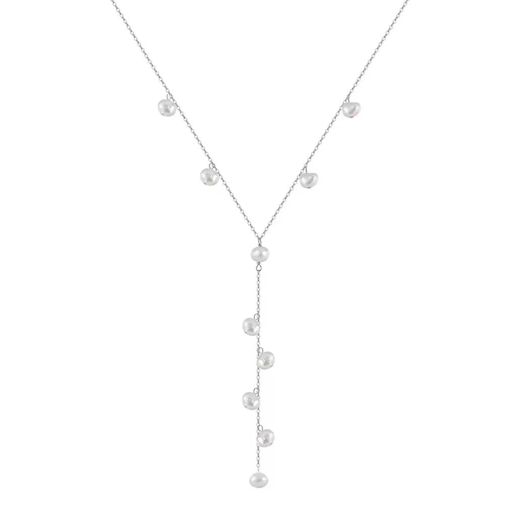 Floating Pearl Lariat Necklace