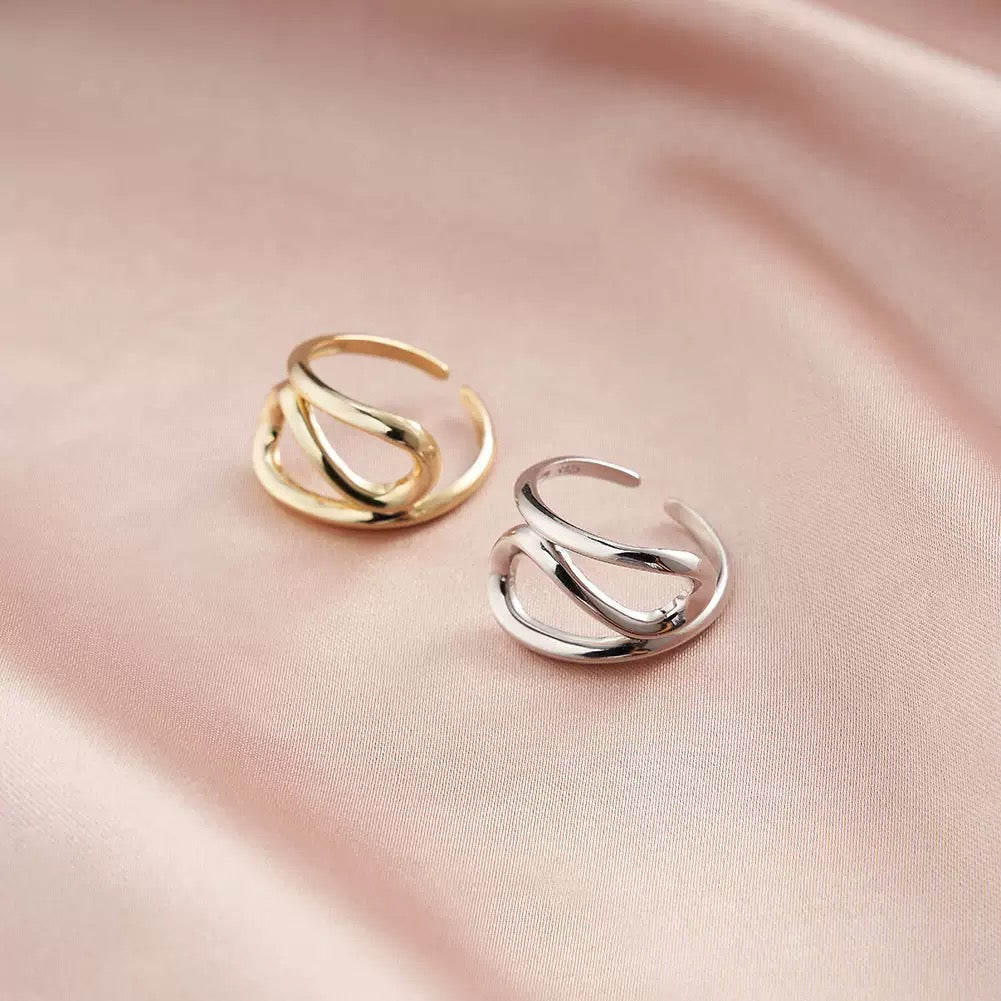 Modern Open Curve Adjustable Ring