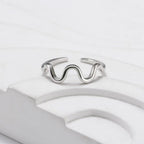 Freeform Wave Adjustable Ring Stackable Rings