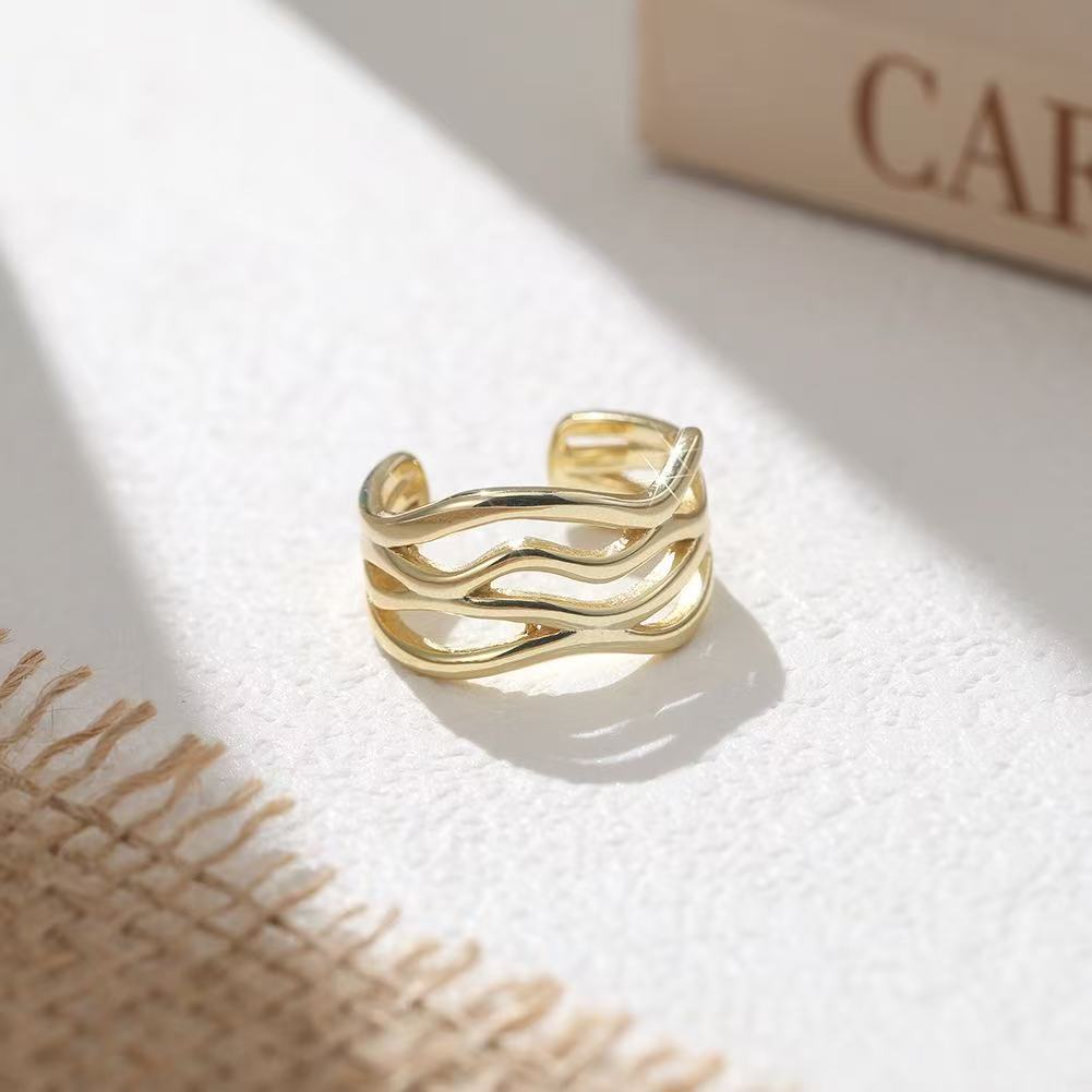 Layered Wave Adjustable Ring