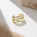 Layered Wave Adjustable Ring Stackable Rings